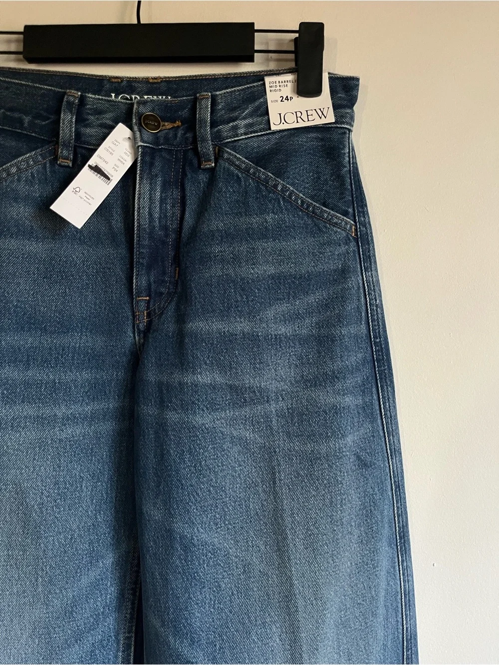 NWT JCrew Zoe Barrel Leg Jeans 24P 24 Petite Woodside Wash Denim $158 CS193